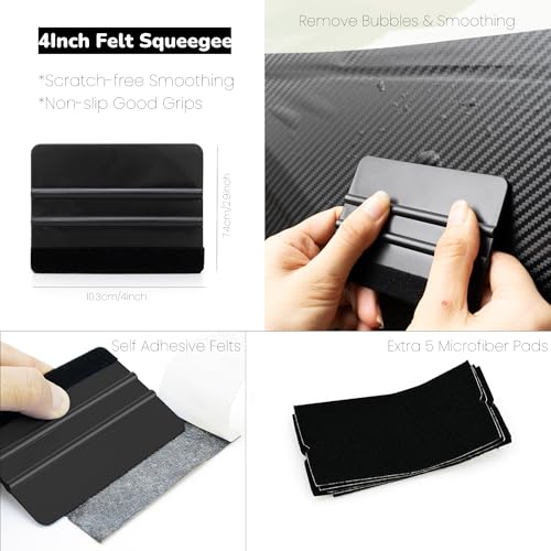 Black Window Tinting Vinyl Wrap Kit: Squeegee, Cutter, Film Tuck Tool