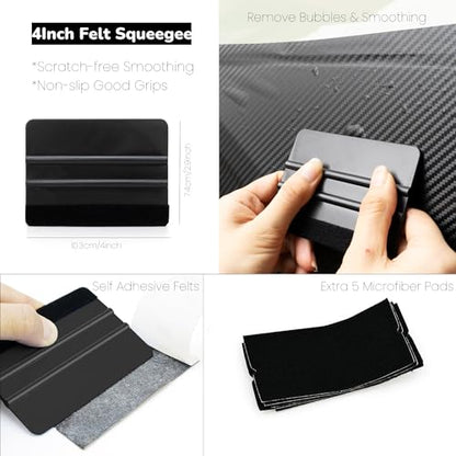 Black Window Tinting Vinyl Wrap Kit: Squeegee, Cutter, Film Tuck Tool