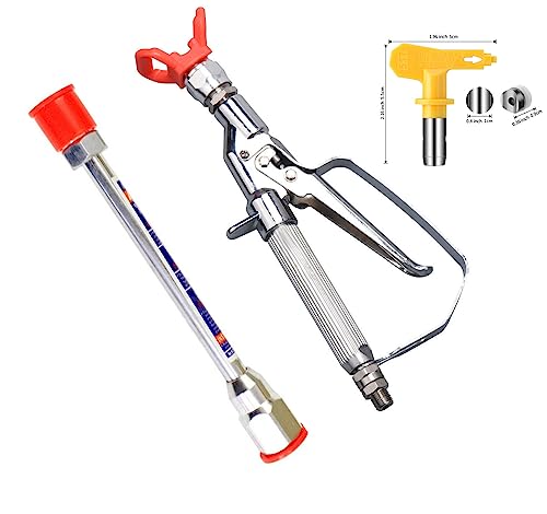 Airless Paint Spray Gun, Inline Celling Spray Gun 3600PSI with 517 Tip and 10 inch Extension Pole Silver
