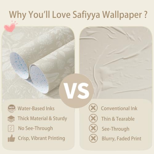 Safiyya Beige Floral Wallpaper Peel and Stick Boho Contact Paper - color: Beige, size: 17.3" x 78.7"