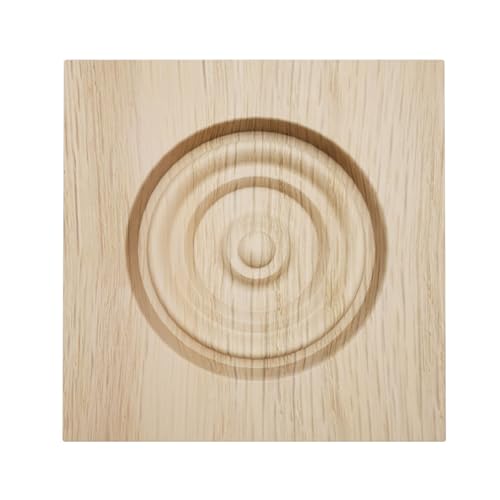 2 1/2" W x 2 1/2" H x 7/8" P Americraft Solid Hardwood Stain Grade Bullseye Rosette with Squared Edge, White Oak - color: White Oak, size: 2.5-in. W x 2.5-in. H