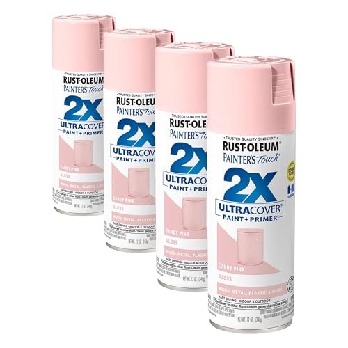 Rust-Oleum 334028 Painter's Touch 2X Ultra Cover Spray Paint, 12 oz, Gloss Candy Pink (Pack of 4) - color: Gloss Candy Pink, size: 12 Ounce (Pack of 4)