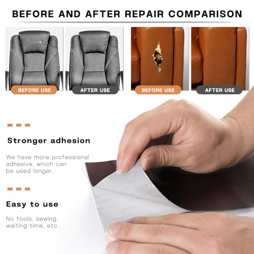 Leather Repair Patch, Self Adhesive Leather Repair Tape Kit Coffee - color: Coffee Brown, size: Litchi Grain 3 x 60 In