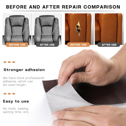 Leather Repair Patch, Self Adhesive Leather Repair Tape Kit, Black - color: Black, size: Litchi Grain 3 x 60 In