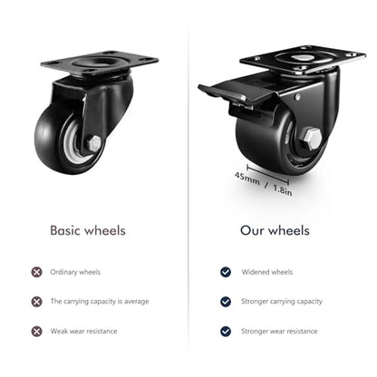 3 Inch Heavy Duty Casters Set of 4, Load 4400lbs, Locking Swivel Plate Industrial Casters with Double Ball Bearings, Low Gravity Center Castor Wheels for Furniture, Workbench, Equipment - style: 3 Inch