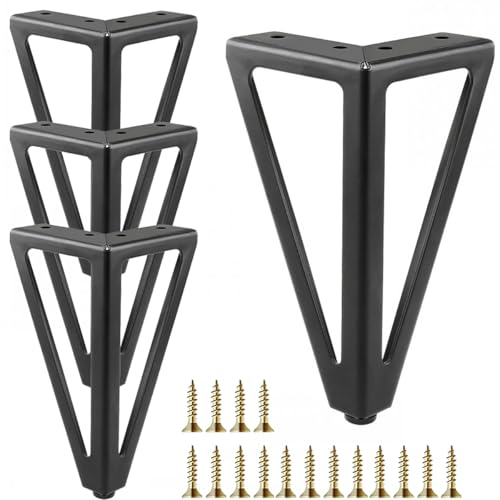 6 Inch Heavy Duty Metal Furniture Legs Black Sofa DIY Feet Set of 4 - color: Black