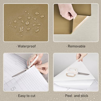 Wallercity Champagne Glitter Wallpaper Shiny Countertop Contact Paper - color: Champagne, size: 15.8"W x 118"L
