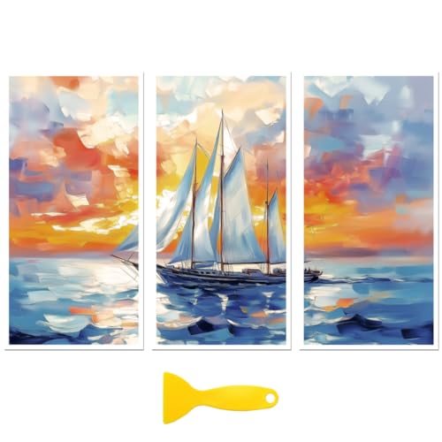 Peacoblue Sailing Boats on Sea Rub On Transfers for Furniture Craft 6"x12" - style: Sailing Boats on the Sea