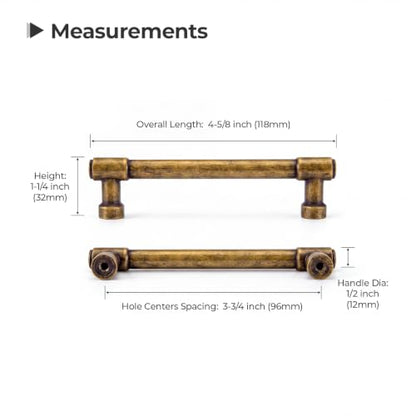 Goldenwarm 10 Pack 5 Inch Antique Brass Cabinet Pulls Modern Kitchen & Bathroom Hardware Heavy Duty Zinc Alloy Drawer Handles with Complete Screw Kit Consistent Finish for Whole-Home Renovations - color: Antique Brass, size: 5 Inches Hole Center