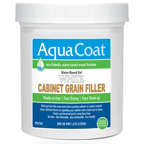 AquaCoat Water-Based White Cabinet Wood Grain Filler Gel – Fast Drying, Low Odor White Wood Filler, Sandable & Paintable for Interior & Exterior Repairs, Upgrades & Restorations – 16 oz - size: 16 Fl Oz (Pack of 1)