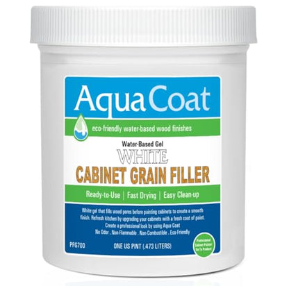 AquaCoat Water-Based White Cabinet Wood Grain Filler Gel – Fast Drying, Low Odor White Wood Filler, Sandable & Paintable for Interior & Exterior Repairs, Upgrades & Restorations – 16 oz - size: 16 Fl Oz (Pack of 1)