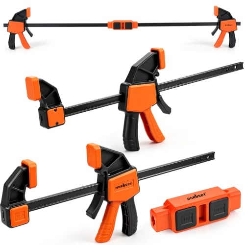 3-Pack Wood Clamps for Woodworking, 2-Piece 12" Bar Clamps with Clamp Connector, Quick-Release Wood Clamps with 150 LBS Load Limit, Wood Clamp Set for Woodworking, Gluing & DIY Projects - color: 3pcs 150lbs 12" With Connector Orange