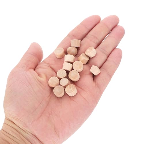 uxcell 56Pcs Wood Button Plugs, 9.5mm/0.37" Flat Head Hardwood Screw Hole Plug Wooden Caps Buttons Wood Plug for Furniture Woodworking Craft Decor (11mm x 9.5mm) - size: 11x9.5x8mm