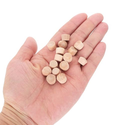 uxcell 56Pcs Wood Button Plugs, 9.5mm/0.37" Flat Head Hardwood Screw Hole Plug Wooden Caps Buttons Wood Plug for Furniture Woodworking Craft Decor (11mm x 9.5mm) - size: 11x9.5x8mm