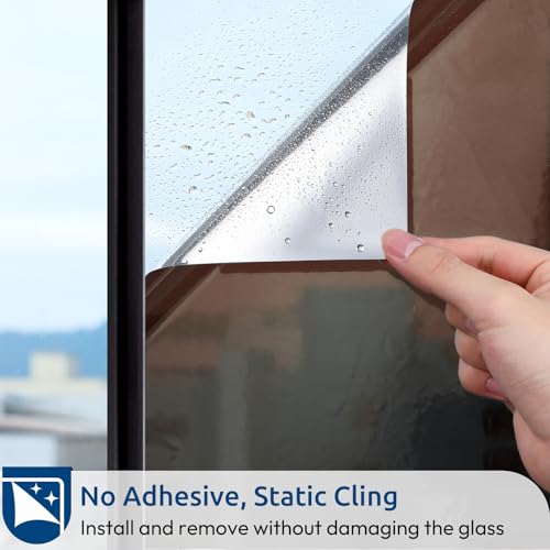 rabbitgoo Window Privacy Film One Way, 17.5" x 78.7", Brown Silver - color: Brown-silver, size: 17.5" x 78.7"
