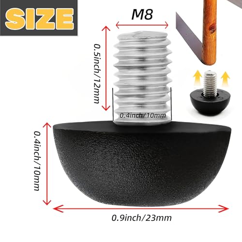 18Pcs 8mm x 1.25 M8 Adjustable Furniture Legs Feet, Stainless Steel Table Levelers Outdoor Screw in Leveling Feet for Patio Table, Chairs, Cabinet Desk and Stool - size: 18PCS