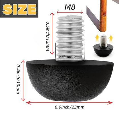18Pcs 8mm x 1.25 M8 Adjustable Furniture Legs Feet, Stainless Steel Table Levelers Outdoor Screw in Leveling Feet for Patio Table, Chairs, Cabinet Desk and Stool - size: 18PCS