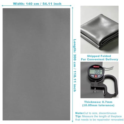 Grey Faux Leather Fabric 118"×55" Smooth Grain Upholstery Vinyl - color: Gray Smooth Grain, size: 118"x55" (300cm x 140cm)