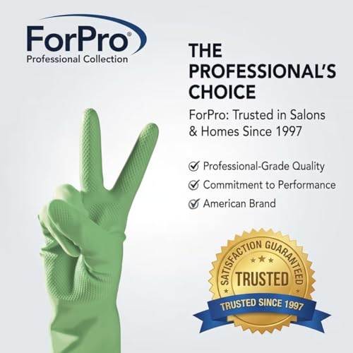 ForPro Premium Natural Rubber Gloves, 6-Pair, Large, Lime Zest - color: Lime Zest, size: Large
