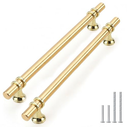 Rergy 10 Pack 8-1/16 Inch Hole Center Gold Handles for Cabinets - color: Gold, size: 8-1/16in Hole Center(204mm)