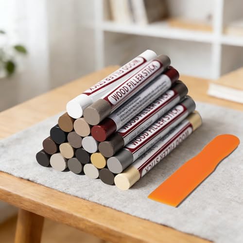 Wood Filler Sticks,20 Colors Wood Furniture Repair Kit, Scuffs, Cracks, Stains and Holes,Furniture Touch Up Markers for Touch Up Furniture, Floors, Cabinets, Tables, and Doors (Common Series) - color: Common Series