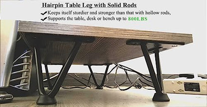 Osring 3 Inch Hairpin Legs 3/8" Dia 2 Rods, Black Furniture Table Feet 4pcs - color: Black, size: 3 Inch
