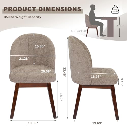 FREKEN Wooden Dining Chairs Set of 8, Modern Fabric Upholstered Dining Room Chair, Kitchen Side Chairs, Farmhouse Armless Dinner Chair for Kitchen, Brown - color: Brown, size: Set of 8