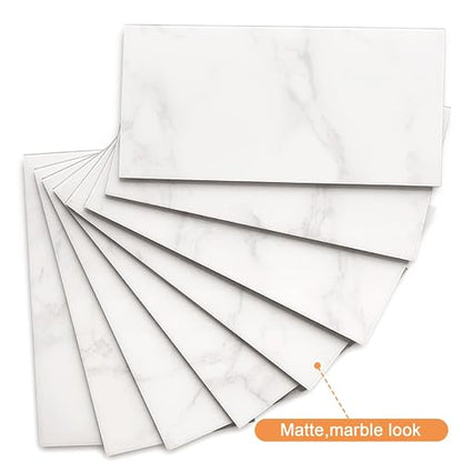 VAOVI Matte Peel and Stick Tiles Bathroom Wall(23pcs,Carrara White) - color: Carrara White
