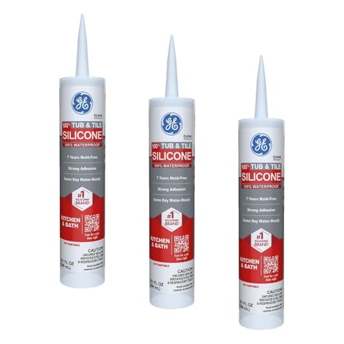 GE Sealants & Adhesives GE612 Tub & Tile Silicone 1 Sealant, 10.1oz, Clear (Pack of 3) - color: Clear, size: 10.1oz (Pack of 3)