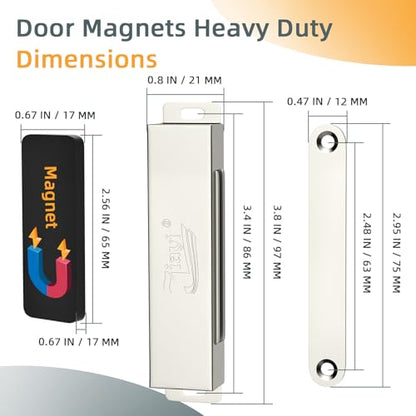 Jiayi 2 Pack Door Magnets Heavy Duty 90 Lbs Cabinet Magnets Stainless Steel Strong Magnetic Catch for Kitchen Cupboard Wardrobe Closet RV Cabinet Drawer Latch Closure - size: 90 lb (2 Pack) - Silver