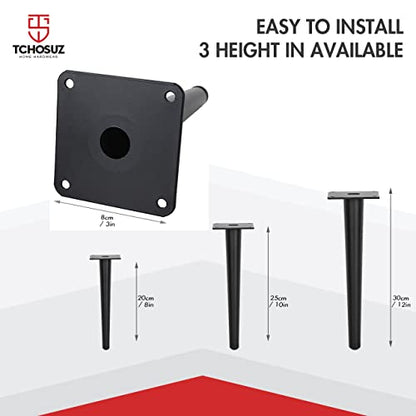 8 Inch Heavy-Duty Metal Furniture Legs 4-Pack Modern Tapered Black - color: Black-straight, size: 12''/30cm