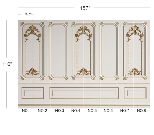 Classic White Gold 3D Wainscoting Panel Wallpaper Peel and Stick - color: No.16, size: 157" x 110"