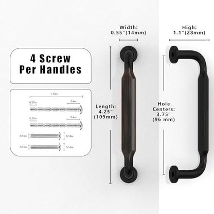 10 Pack Oil Rubbed Bronze Cabinet Pulls 3.75 Inch(96mm) Kitchen Cabinet Handles Cabinet Hardware for Drawer Pulls - color: Oil Rubbed Bronze, size: 3.75" Hole Center