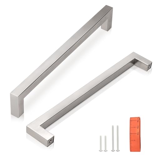 KNOBWELL 20 Pack 6-3/10" Cabinet Handles Brushed Nickel, Euro Style Stainless Steel T Bar Kitchen Cabinet Handles Dresser Drawer Pulls, 6-7/10" Overall Length - color: Brushed Nickel, size: Hole Center:6-3/10 inch(160mm)