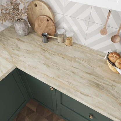 VEELIKE Slate Beige Marble Countertop Contact Paper Peel and Stick Countertops Waterproof Marble Contact Paper for Countertops 15.7''x354'' Removable Adhesive Marble Wallpaper for Kitchen Bathroom - size: 15.7" x 354"