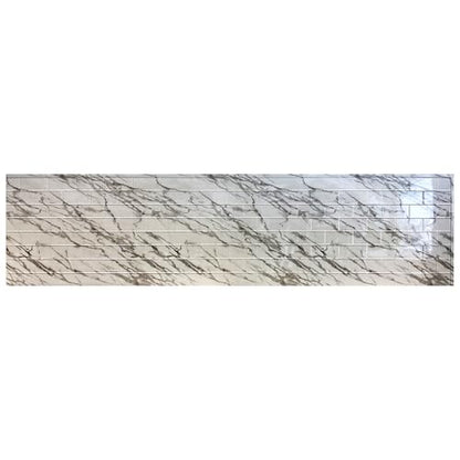 From Plain To Beautiful In Hours 129 Subway PVC 2' x 8' Glue-up Backsplash Panels (Covers / 32 sq.ft), Marble, 2 Piece - color: Marble, size: Pack of 2