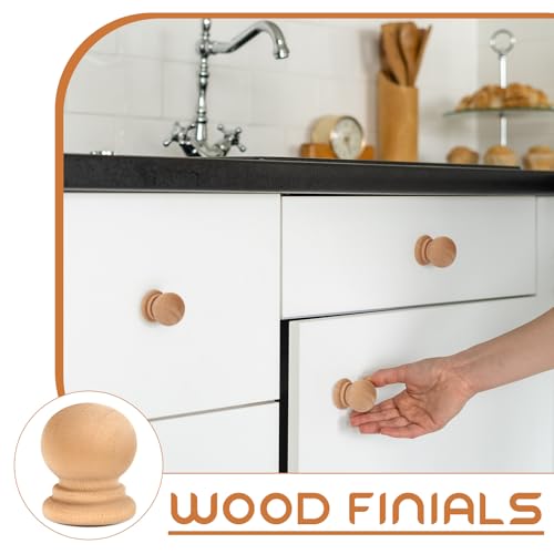 Pinkunn 30 Pcs Wood Drawer Knobs Finial Dowel Rod Unfinished, Classic Ball - style: Classic