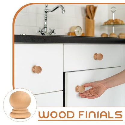 Pinkunn 30 Pcs Wood Drawer Knobs Finial Dowel Rod Unfinished, Classic Ball - style: Classic