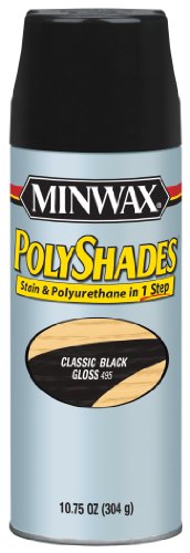 Minwax 314950000 PolyShades - Stain & Polyurethane in 1 Step Aerosol, 10.75 ounce, Classic Black, Gloss - color: Classic Black, style: Gloss