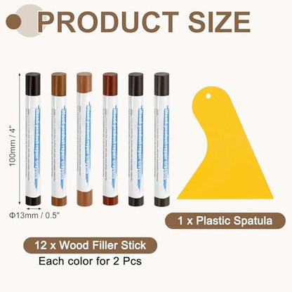uxcell 12Pcs Wood Filler Sticks KIt, 12 Colors Walnut & Teak Series - color: Walnut Teak Series