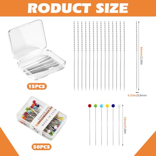15-Piece Snag Repair Tool Kit with 50 Positioning Pins, Snag Puller Tools and Repair Needles for Clothing, Knitwear, Curtains, Fabric and Loose Threads