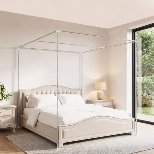 Canopy Bed Frame Full/Queen Size, Stainless Steel Four Corner Bed Brackets
