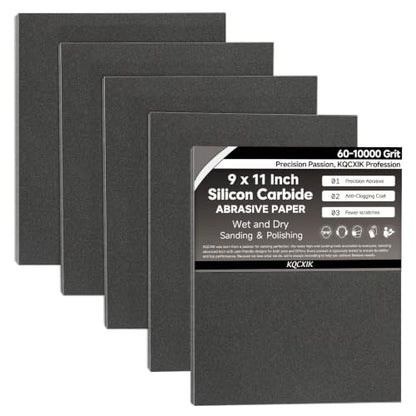 12-Sheet Premium 400 Grit Wet Dry Sandpaper, 9 x 11 Inch - style: 400Grit
