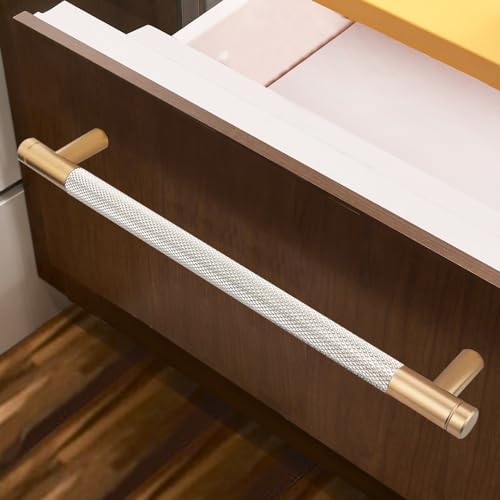 12 Pack 7 1/2 Inch 192 mm Bronze and Nickel Cabinet Handles Cabinet Pulls Aluminum Handles Knurled Drawer Pulls Oxidation Finish with Diamond Pattern 8.6" Length (7.5" Hole Center) - color: PBronze and Nickel, size: 7 1/2 Inch