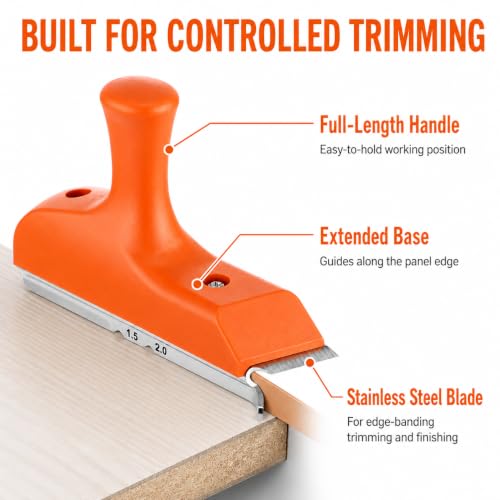 Edge Banding Trimmer, 3-in-1 R1.5/R2 Chamfer Cutter, Steel Blade