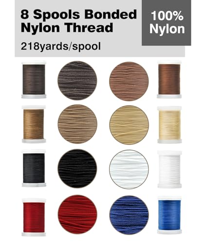 Heavy Duty Upholstery Thread Kit,8 Spools Durable Bonded Nylon,High-Strength & Fade-Resistant,218 Yds/Spool for Sewing Machines,Leather,Denim,DIY Crafts,Common Colors - color: Common Colors