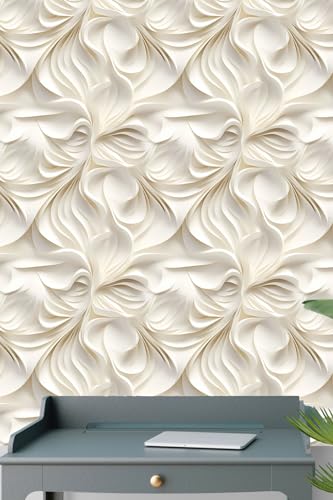 Peel and Stick Wallpaper Beige Brown Abstract Accent - color: Cream, size: 17.7" x 118"