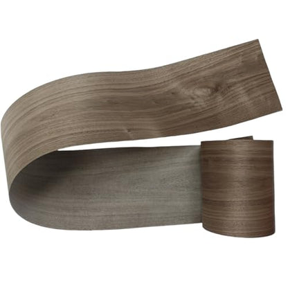 Black Walnut Wood Veneer Sheet,Flat Cut,8.5''x 98'',Iron On Stick Veneer Roll Without Paper,Pre-glued Hot Melt Self Adhesive Walnut Tape for Cabinet Furniture Plywood Laminate Speaker Renovation - color: Black Walnut