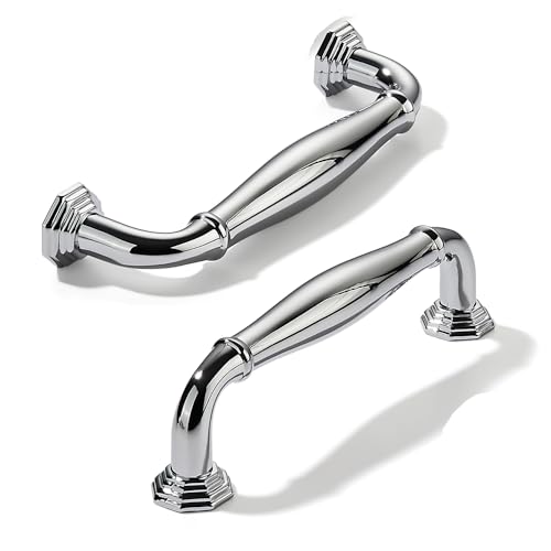 2 Pack 3 Inch Hole Center Polished Chrome Heavy Duty Solid Cabinet pulls Ideal for Dressers, Bathroom, cabinets, and Kitchens cabinets. - color: Polished Chrome, size: 3 Inch Hole Center, style: 2 Pack