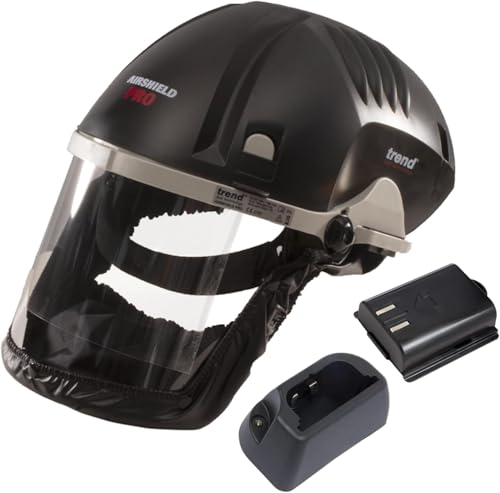 Trend Airshield Pro Respirator & Face Shield Bundle with Additional Battery Charging Cradle & 8-Hour Rechargeable Battery, AIR/PRO/D6, Black - style: Mask & Battery & Cradle